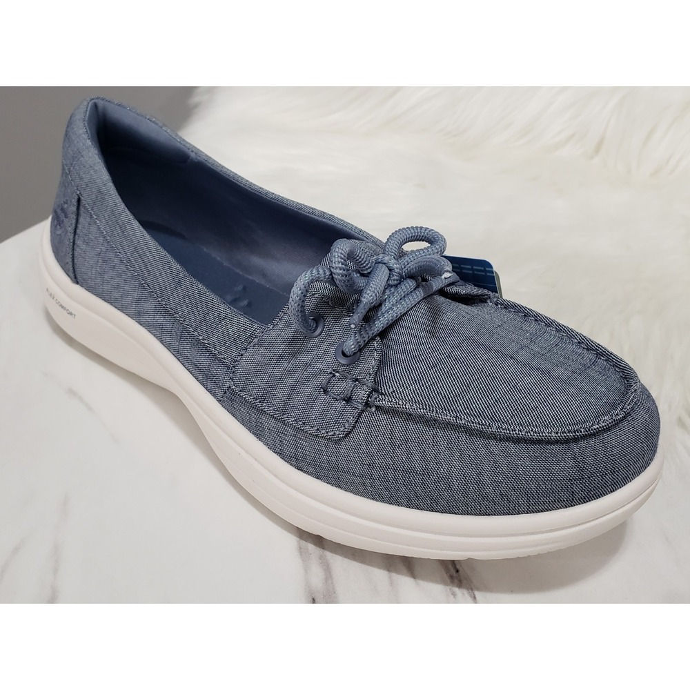 NEW SIZE 8.5 Skechers On The Go Flex Radiant Riviera Chambray Blue Boat Shoes - Picture 6 of 6